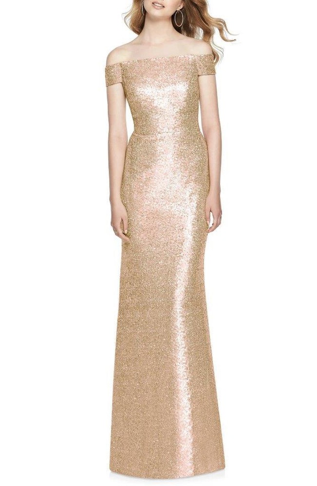 DESSY COLLECTION SEQUIN OFF THE SHOULDER GOWN – SIZE 18 (LK#43)