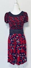 BCBGMaxAzria Women Size S Sangria Red Abstract Water Color Dress Feminine