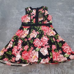 Disney Princess Floral Sleeveless Dress Size Small Back Zip Fit Flare Crochet