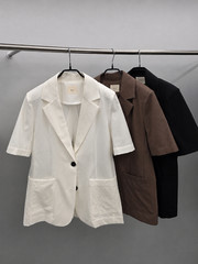 Korean Women’s Summer Short Sleeve Blazer Jacket Casual Office Lightweight