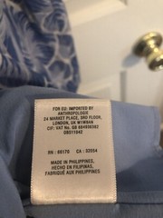 Anthropologie HD in Paris Size 0 “Portia Dress” Floral Blue Knee Length Empire