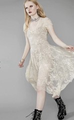 Dolls Kill Widow Dearly Departed Stretchy Lace Asymmetrical MIDI Dress XXL NWOT