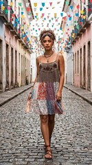 Young Threads Gravel Patchwork Strappy Floral Embroidered Mini Dress NWT Women L