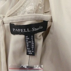 Papell Studio Dress Womens 4 Beige Biscotti Sequin Beaded Evening Gown Maxi