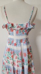 New Anthro Midi Dress Size Large White Floral Bow Coquette Cottage Wedding