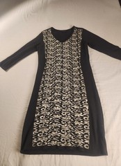 AB Studio Black & Beige Patterned Sweater Dress Women’s Size M