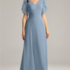 Source Unknown Blue Puff Sleeve Maxi Dress (327)Super Bowl – lady Gaga style