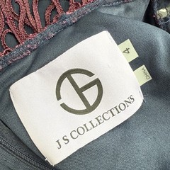 JS Collections Short Sleeve Soutache Cocktail Dress Navy Blue Burgundy Sz 4 NWT