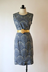 Erdem Blue Baroque Floral Print Jacquard Sleeveless Sheath Pencil Dress Women 12