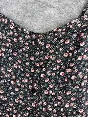 Black Floral Print Summer Dress Adjustable Straps Lightweight Viscose Sundress
