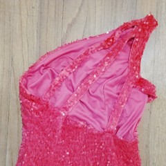 LAVETIR Pink Sequin One Shoulder Bodycon Sleeveless Short Dress Size L