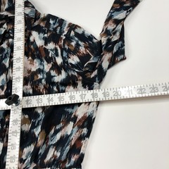 Olivaceous Large Collared Drawstring Knot Tie 100% Polyester Mini Dress Blue