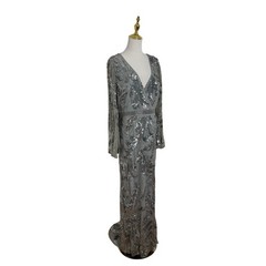 Mac Duggal 5222 Platinum Split Sleeves Embellished Dress Size 10 $598