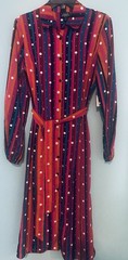 Abbott Elementary Pink Red Stripe Dot Multi Shirt Dress W Belt SMALL MSRP$69 NWT