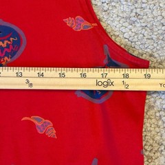 Vintage Zip Code Red Fish Print Maxi Dress Artsy Teacher Coastal Large