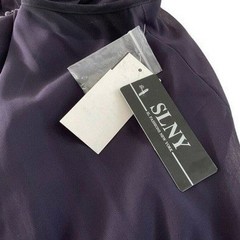 SLNY Purple Chiffon Pleated Beaded Halter Neck Cocktail Dress Size 12 NWT Flaw