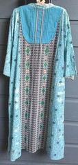 National-Cotton Turquoise Multi Pattern Kaftan-Zip Front-Made In India- XL