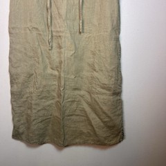 AD 100% Linen Sleeveless Midi Dress Side Pocket Olive Green Sz M Casual Summer