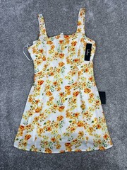 Lulus Dress Womens Medium White Orange Floral Blouson New