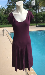 CELINE DEEP PURPLE STRETCH CAP SLEEVE CASUAL DRESS Sz 38 MADE IN FRANCE