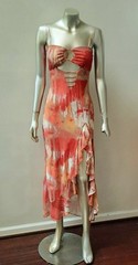 FAIRY WHIMSY CUT OUTS RACER MIDRIFF BOHO RUFFLES SLIT FESTIVAL DRESS PLUNGING M