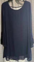 Speechless Navy Blue Lined Long bell Crochet Sleeve V-Back Strap Dress Size L