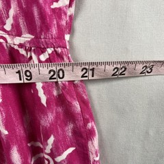Jennifer Moore Mini Dress L Button Up Pink Block Print Beach Coastal Relaxed
