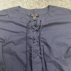 J.Crew Lace Up Shift Dress Womens Petite Small Navy Blue Cotton Casual Classic