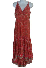 Sacred Threads Hippie Boho Gypsy Festival Ruffle Tribal pattern Dress Maxi Small