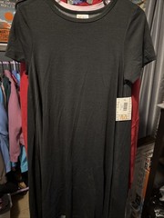 LuLaRoe Carly High-Low Hemline Swing Dress NEW Black w/ White Dots