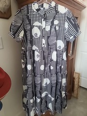 Mode GEOMETRIC Blk/Wht TIERED Dress XL