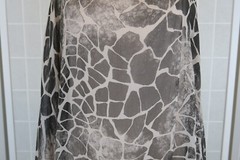 H Trend Made In Italy Blouson Dress Size S Grey Beige Animal Print Silk/Jersey