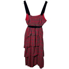 Sugarlips Arvada Red Multi Plaid Mari Tiered Midi Dress Size 3X