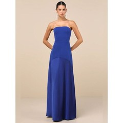 Lulus Compelling Style Royal Blue Strapless A-Line Maxi Dress Size XL NWT