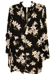 Entro Button-down Tunic Dress, Small, Stand-up collar, Flare Sleeve, Lined NWT