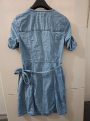 Madewell Dress Womens XS Blue Denim Wrap Shirred Sleeve Cotton Lyocell Elsworth