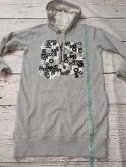 Michael Kors MK Silver Logo Hooded pullover Style Dress Sweatshirt Sz S