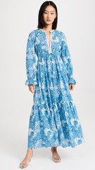 Saylor Anthropologie Ina Midi Dress Floral Eyelet Printed Lace Tiered S 282081