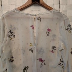 Rachel Rachel Roy White Floral Gold Metallic Clip Dot Handkerchief Dress