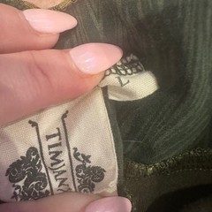 Timjan Designs Womens Olive Green Linen Nebula Maxi Dress High Side Slit Large