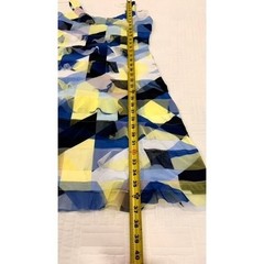 Tango Mango Geometric Abstract Mesh Ruffle Tiered Sleeveless Scoop Neck Dress S