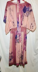 Vintage Batwing Sleeve Kimono Style Floral/ColorBlock Midi Dress Women’s Size 14