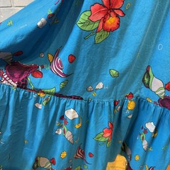 Vintage Hilo Hattie Hawaiian Ruffle Maxi Dress Womens M/L
