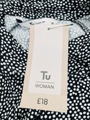 BNWT TU Size 14 Black White Dress Polka Dot Summer Evening Stretchy S9