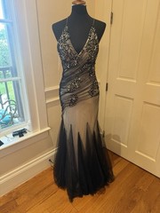 Vintage Cassandra Stone Black And Gray Evening Gown