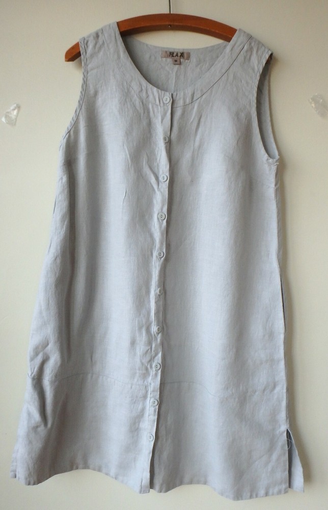 FLAX Designs LINEN DRESS S & L NWT Marigold Layer GReY