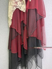 Y2K Ever Pretty Black Sequin Red Lace Asymmetric Tiered Dress Floral Fairy SZ 8