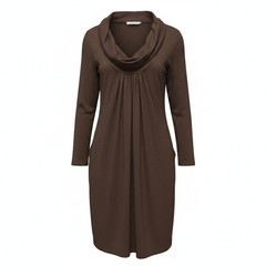 Dress C. Graffitti M Womens Brown Excellent Cowl Neck Pleated Long Sleeve Pocket