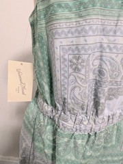 Universal Thread Tie-Front Maxi Dress Green Blue Paisley SMALL Resort Vacation