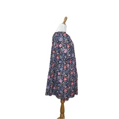 Loft Spring Red Pink Bloom Black Button Front Swing V Neck Dress Size Medium